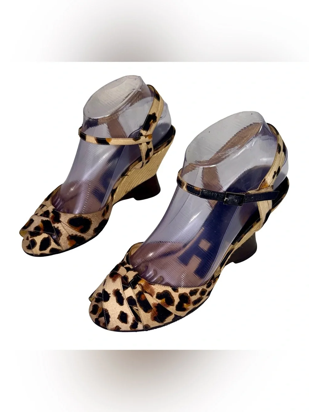 SONIA RYKIEL LEOPARD PRINT WEDGE SANDALS